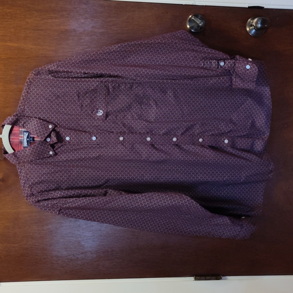 PANHANDLE Maroon Western Long Sleeve Shirt, Men's size XL